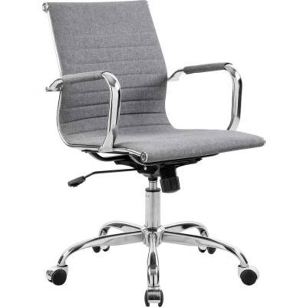 Gec Interion Conference Room Chair with Mid Back & Fixed Arms, Fabric, Gray 9350M-7